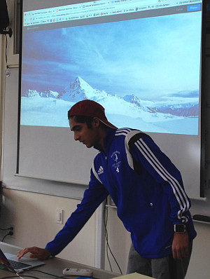 Image of student giving a demo